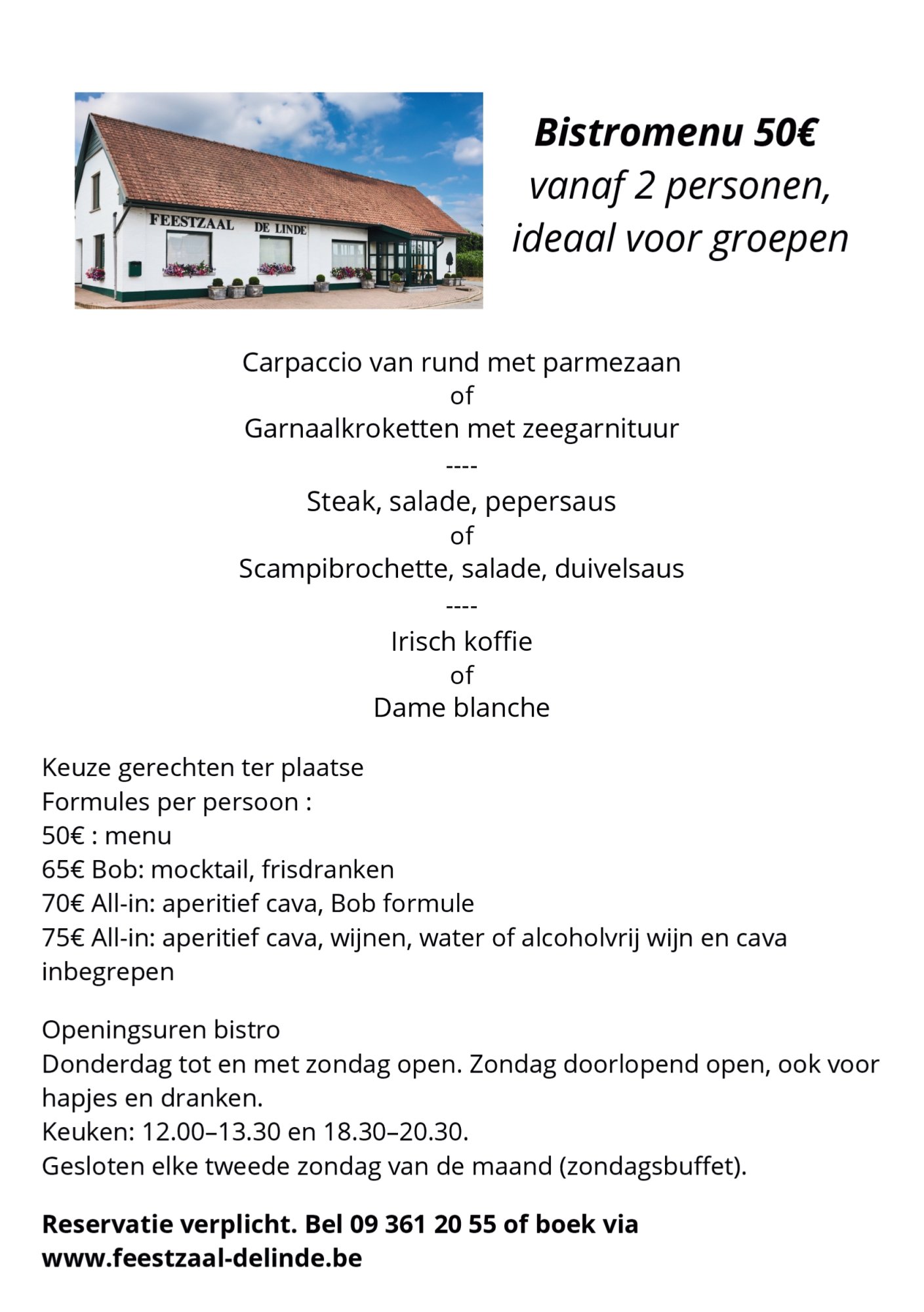 Bistro menu