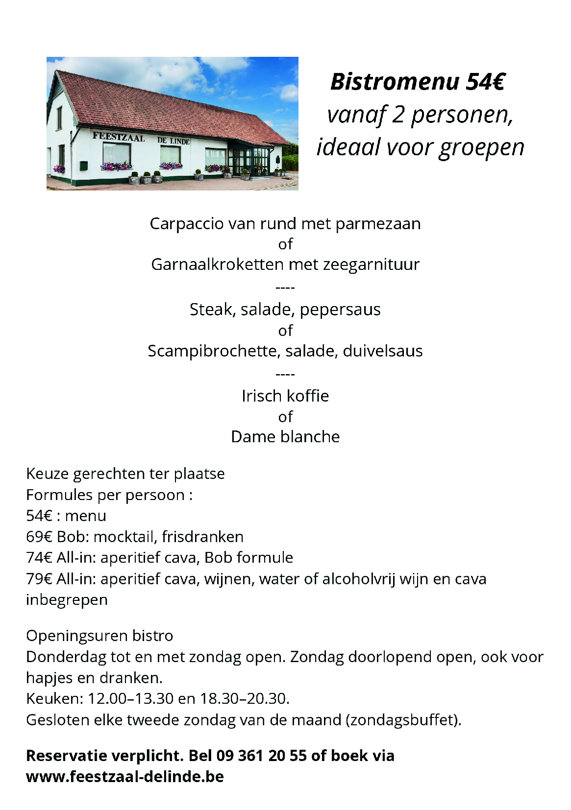 Bistro menu